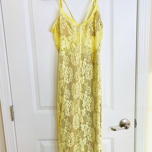 Boohoo Yellow Lace Midi Dress